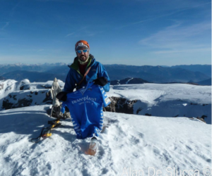 Alan Cattin Cosso su Cima Tosa, Dolomiti di Brenta. Foto archivio A. Cattin Cosso.