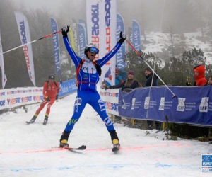 Damiano Lenzi, traguardo Individual Race. Mondiali Alpago-Piancavallo 2017. Foto: IMSF